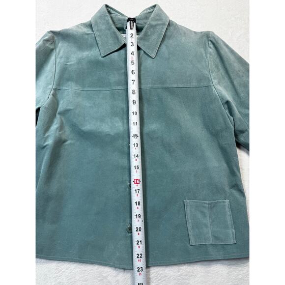 Pendleton Suede Leather Seafoam Full-Button Jacket Blazer Sz Med. Heritage Luxe - Picture 3 of 12